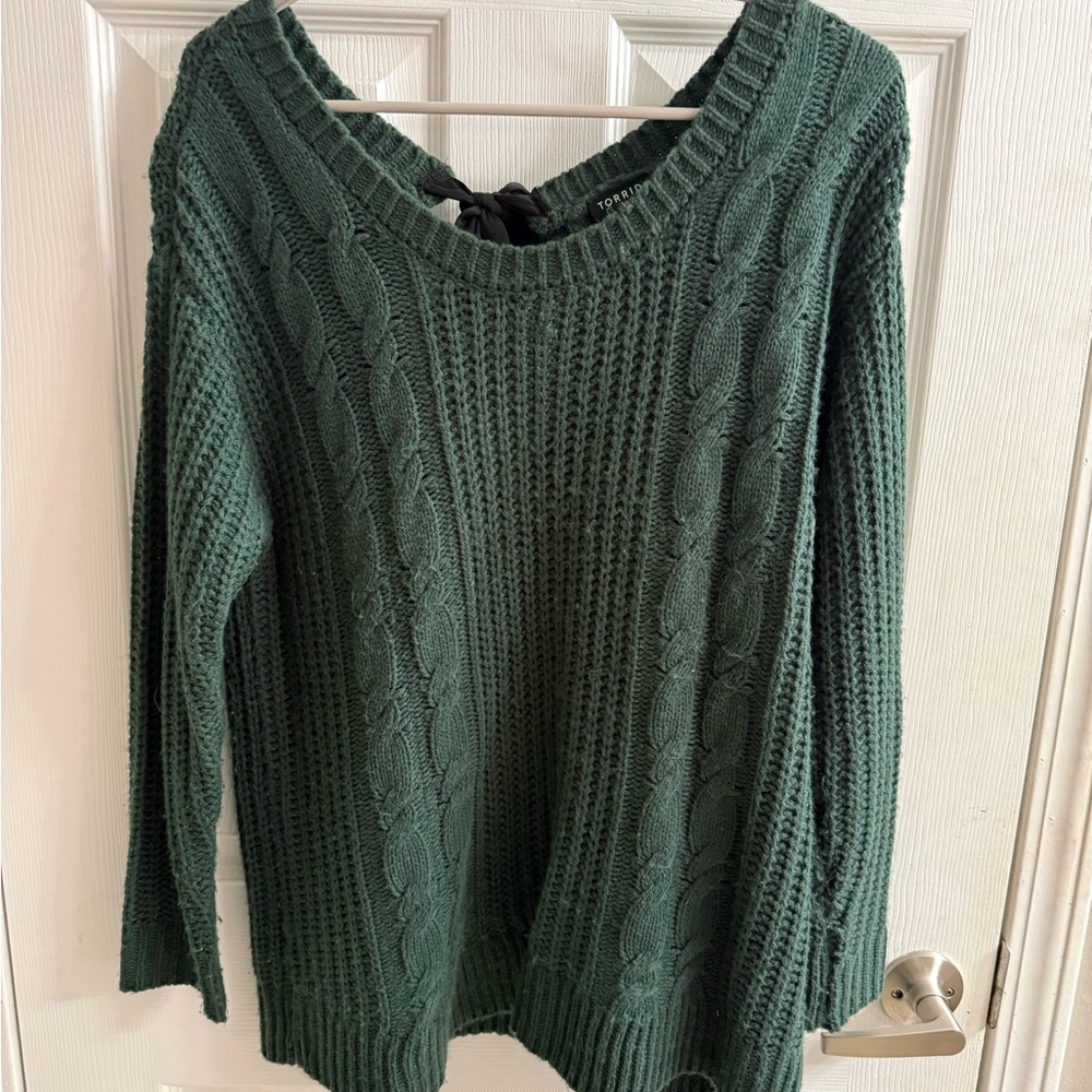 Torrid Forest Green Cable Knit Sweater